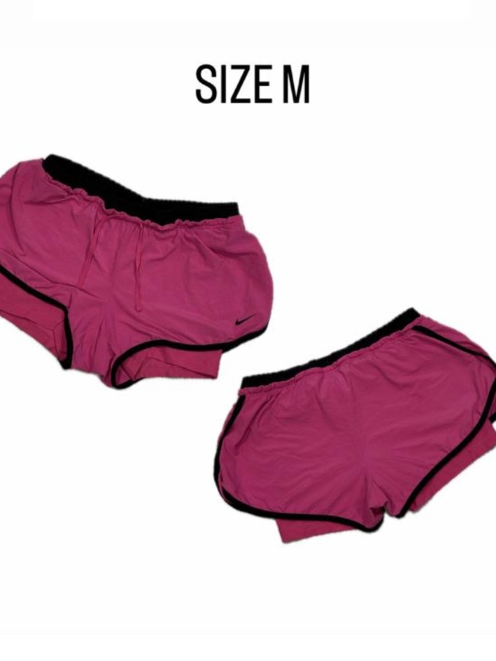 Nike 2-in-1 Running Shorts - Raspberry Pink & Black - Size Medium.